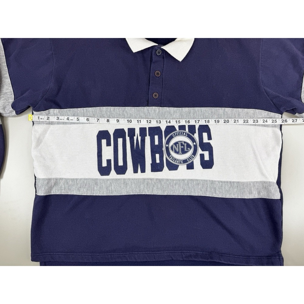 Vintage Chalk Line Dallas Cowboys NFL Tailgate Club Rugby Pullover XL‎ 90s Retro - Picture 4 of 9